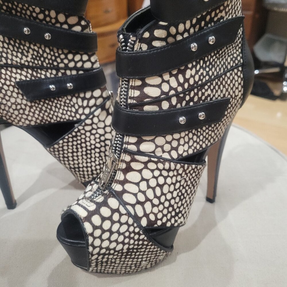 Black & White Leather Platform Stiletto Heels